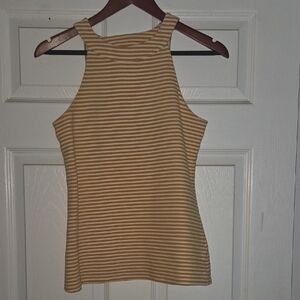 Deletta Mustard Striped Tank Top